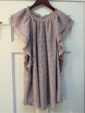LOFT Light Purple Ruffle-Neck Blouse
